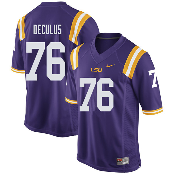 Men #76 Austin Deculus LSU Tigers College Football Jerseys Sale-Purple